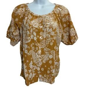 Loft Bubble Sleeve Floral Blouse Womens Size S